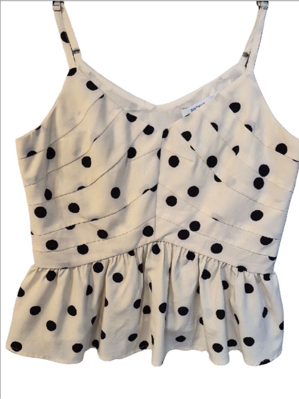 Ricki's Cream and Black Polka Dot Spaghetti Peplum Top - Picture 13 of 13
